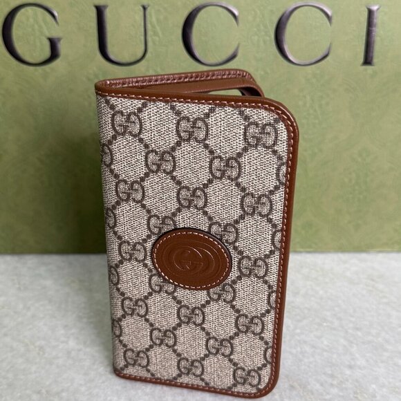 GUCCI GG Bi-fold Wallet Folio iPhone 15 Case 760184 - Picture 1 of 12